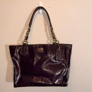 Coach Madison Aubergine Patent Leather Tote